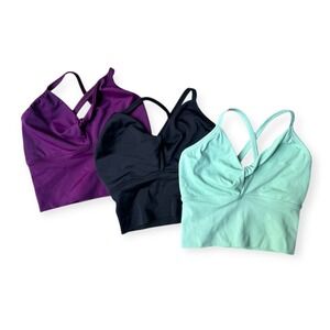 2ND SKIN Kids Girls Small Tank Top Sports Bra Crop Top Athletic (Set of 3)